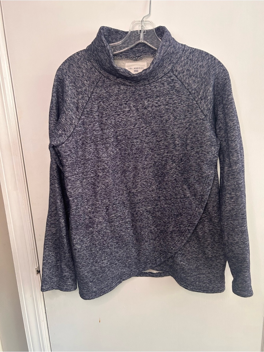 SOL ANGELES HEATHERED BLUE FUNNEL NECK SWEATSHIRT W/ POCKETS SIZE SMALL